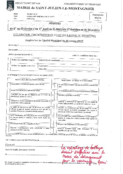 Demande d'autorisation d'emploi du feu (périodes hors 1er février au 31 mars)